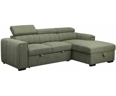 Home4you Kampinė sofa-lova ODELIA Dešininė, Šviesiai Žalia, 252x165 cm