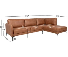 Home4You Kampinė sofa SOFIA DK, ruda
