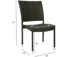 Home4You Kėdė WICKER-3, 60x49,5xH92,5cm, rėmas: aliumininis su plastikinių vytelių apdaila, spalva: tamsiai ruda