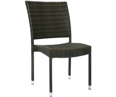 Home4You Kėdė WICKER-3, 60x49,5xH92,5cm, rėmas: aliumininis su plastikinių vytelių apdaila, spalva: tamsiai ruda