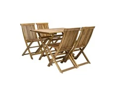 Lauko baldų komplektas Home4You Sodo baldų komplektas FINLAY, stalas ir 4 kėdės (13181), 110x75xH72cm, sulankstomas, medis: akacija, apdaila: alyvuota