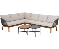 Home4You Lauko baldų komplektas TUXEDO Kampinė sofa ir 2 staliukai