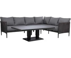 Home4You Lauko baldų komplektas BRISTOL Kampinė sofa ir stalas Pilka