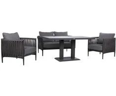 Home4You Lauko baldų komplektas BRISTOL Stalas, sofa ir 2 kėdės Pilka