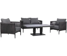 Home4you Lauko baldų komplektas BRISTOL Stalas, sofa ir 2 kėdės Pilka