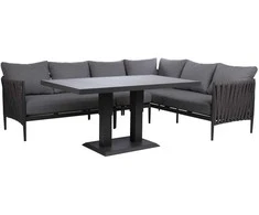 Home4you Lauko baldų komplektas BRISTOL Kampinė sofa ir stalas Pilka