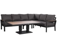 Lauko baldų komplektas RIO Kampinė sofa ir stalas Tamsiai pilka