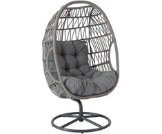 Home4You Poilsio krėslas CASSIA Besisukantis 85x85xH151cm Pilka