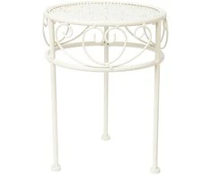 Home4You Gėlių stovas SANDY D25xH33cm, antikvarinis baltas