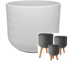 Home4You Gėlių vazonas SELENA D24xH29,5cm su kojelėmis, baltas