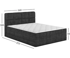 Home4You „Continental“ lova „EVENING ZONE“, 160 × 200 cm, tamsiai pilkos spalvos