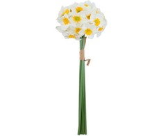 Dirbtinė gėlė „FLOWERLY“, 40 cm, 6 vnt. narcizų puokštė, balta
