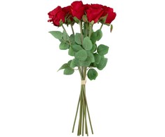 Dirbtinė gėlė „FLOWERLY“ – 8 rožės puokštėje, raudonos