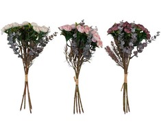 Dirbtinė gėlė „FLOWERLY“, 26 cm, puokštė iš 4 rožių, įvairių spalvų
