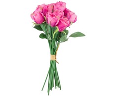 Dirbtinės gėlės „FLOWERLY“ – 18 rožių puokštė, įvairių spalvų