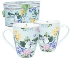Home4You Puodeliai MIA FLORA H10,5cm 340ml 2vnt dovanų dėžutėje