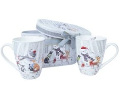 Home4You Puodeliai MIA SNOW H10,5cm 340ml, 2vnt dovanų dėžutėje