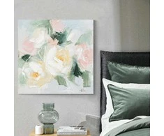 Aliejinė tapyba 100x100cm, pasteliniai žiedai