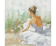 Aliejinė tapyba 80x80cm, šokėja baltos spalvos