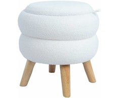 Fotelis Home4You Pufas su daiktadėže HANA Balta D40xH41cm