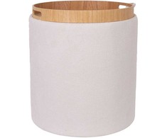 Pufas/staliukas HIRO, D39xA44cm, baltas, su daiktadėže ir padėklu