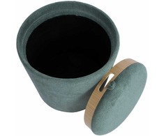 Fotelis Otomanas / stalas HIRO D39xH44cm, žalios spalvos, su dėže ir dėže