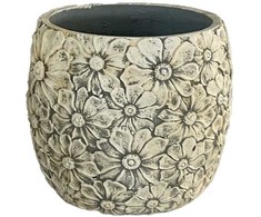 Home4You Gėlių vazonas „SUNNY DAISY“, D27 x H25 cm, baltas/pilkas