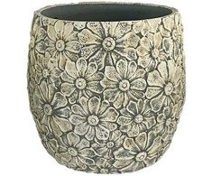 Gėlių vazonas „SUNNY DAISY“, D35,5 x H33 cm, baltas/pilkas