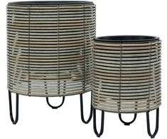 Home4You Gėlių vazonas WICKER D36xH48cm, smėlio-pilka