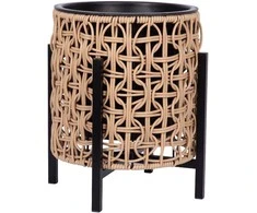 Home4You Vazonas WICKER su stovu 28x28xH32cm, šviesiai rudas