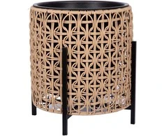 Vazonas WICKER su stovu 39x39xA42cm, šviesiai rudas