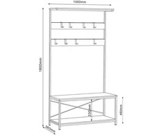 Fotelis Home4You Prieškambario lentyna HEDVIG Pelenų/Juoda 100x36xH180cm