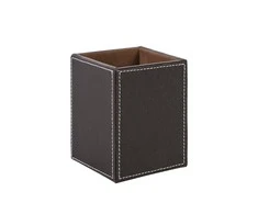 Home4You Rašiklių dėžutė WALTER 9x9xH11,5cm ruda dirbtine oda