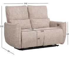 Lova 2-vietė atlošiamoji sofa „BASTIAN“ su elektriniu mechanizmu, smėlio spalvos