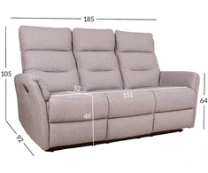 Lova Home4You 3-vietė atlošiamoji sofa „BOWERS“ su rankiniu mechanizmu, smėlio spalvos