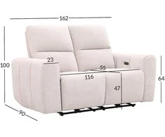 Home4You Sofa su reglaineriu MATIAS Dvivietė Šviesiai smėlio