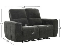 Home4you Sofa su reglaineriu MATIAS Dvivietė Tamsiai pilka