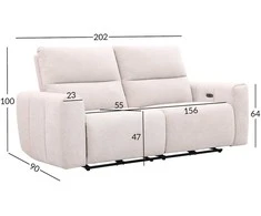 Home4You Sofa su reglaineriu MATIAS Trivietė Šviesiai smėlio