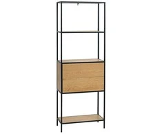 Fotelis Home4You Lentynėlė HEDVIG su stalčiumi 64x30xH178cm, uosio/juoda