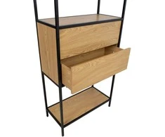 Fotelis Home4You Lentynėlė HEDVIG su stalčiumi 64x30xH178cm, uosio/juoda