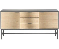 Fotelis Home4You Komoda HELVE Juoda/Šviesaus Medžio 150x40xH75cm