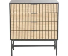 Fotelis Home4You Komoda HELVE 80x40xH89,5 cm Juoda/Šviesaus Medžio
