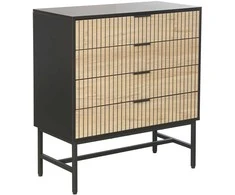 Fotelis Home4You Komoda HELVE 80x40xH89,5 cm Juoda/Šviesaus Medžio