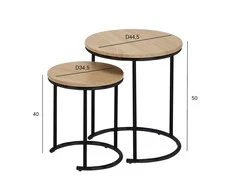 Fotelis Home4You Kavos staliukai ELTO D44,5xH50cm D34,5xH40cm Ąžuolo