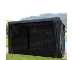 Home4You Šoninės užuolaidos lauko pavėsinei Gazebo MIRADOR, 3 x 3 m Juodos spalvos