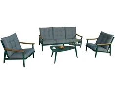 Home4You Lauko baldų komplektas CAVINE stalas, sofa ir 2 kėdės, žalios spalvos