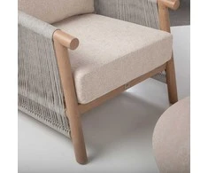Lauko baldų komplektas Home4You Sodo baldų komplektas DIANA sofa, 2 foteliai ir 2 stalai, smėlio spalvos