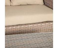 Home4You Sodo baldų komplektas EDEN, stalas, sofa ir 2 foteliai, rėmas: aliumininis su plastikinių vytelių apdaila, spalva: smėlio