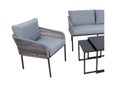 Home4You Lauko baldų komplektas LEVINE 2 stalai, sofa ir 2 kėdės, pilkos spalvos