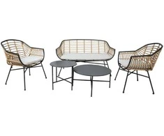 Home4You Lauko baldų komplektas LUNDE sofa, 2 kėdės ir 2 stalai